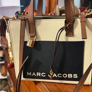 Marc Jacobs Cream, Black and Brown Leather Satchel